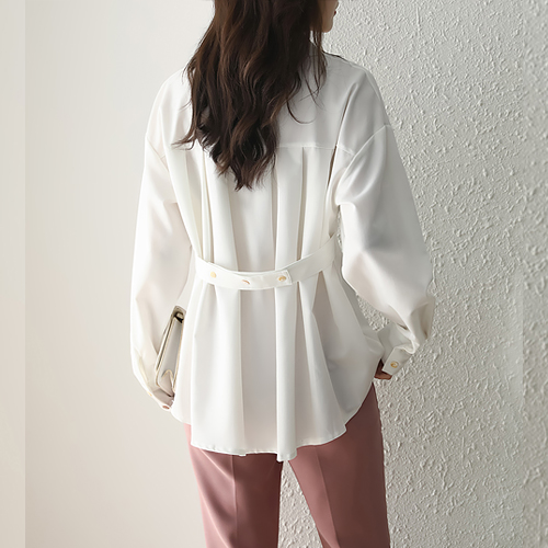 ◈[당일발송] 카라 플리츠 라인 셔츠