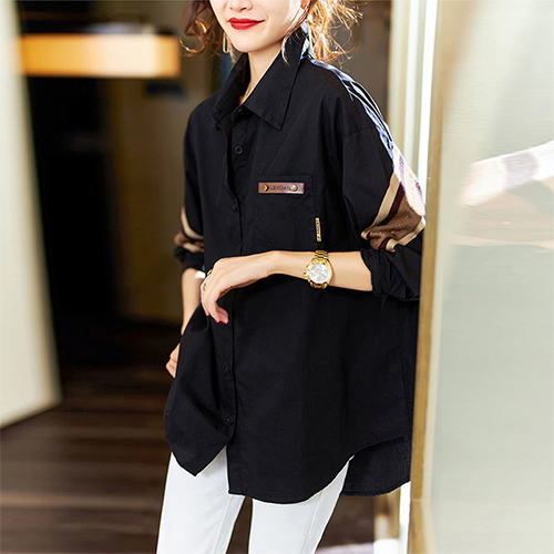 오버핏 모던 라인 롱 카라 셔츠