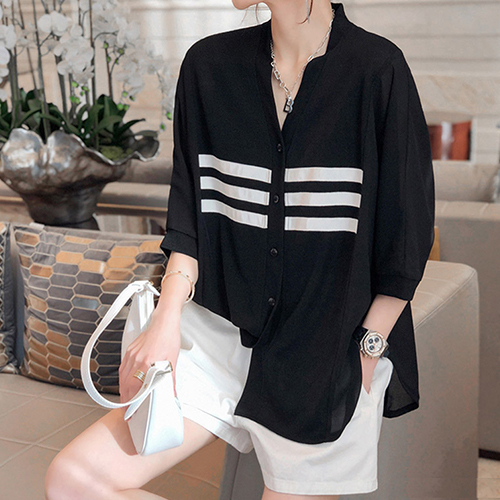 모던 라인 오버핏 7부 셔츠 