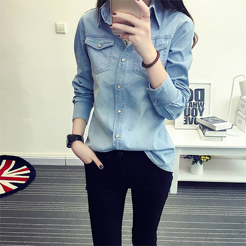 [당일발송] 베이직 스탠다드 데님 셔츠