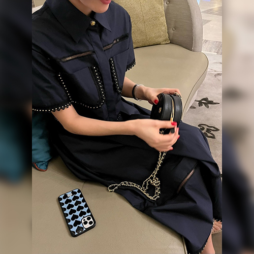 ◈[당일발송] 레이스 크롭 카라 셔츠&A라인 스커트 2SET