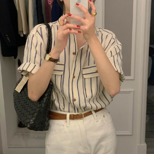 마린 스트라이프 카라 셔츠