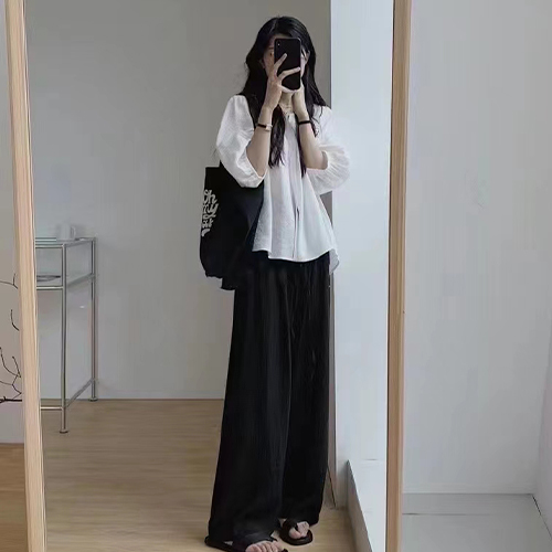 간절기 루즈핏 셔츠&핀턱 밴딩 팬츠 2SET