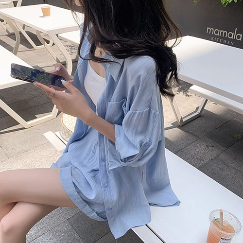 ◈[당일발송] 시원한 루즈핏 바캉스 셔츠&숏팬츠 2SET