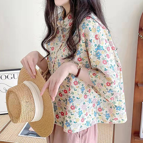 [당일발송] 화사한 꽃무늬 오버핏 카라 셔츠