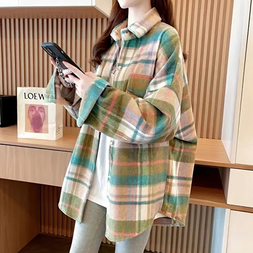 [당일발송] 원포켓 루즈핏 체크 남방