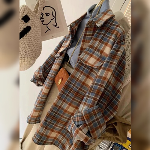 포근 모직 체크 남방