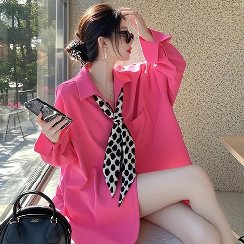 비비드 루즈핏 셔츠&패턴 타이 스카프 2SET