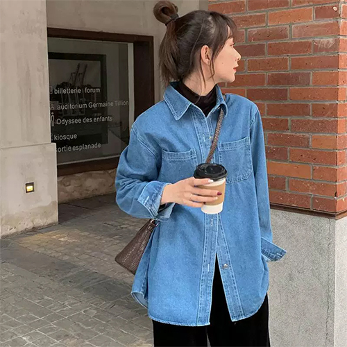 캐주얼 오버핏 데님 셔츠