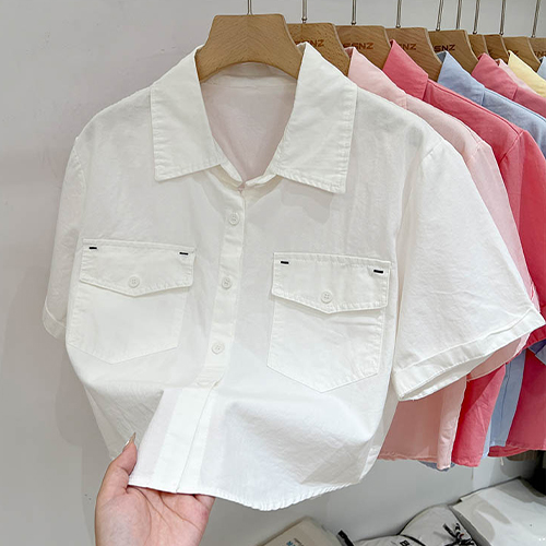 ◈[당일발송] 루즈핏 크롭 투포켓 셔츠