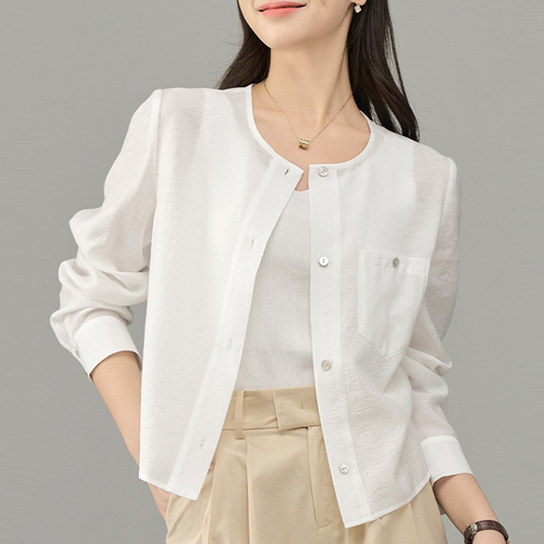 라운드넥 버튼 포켓 썸머 가디건