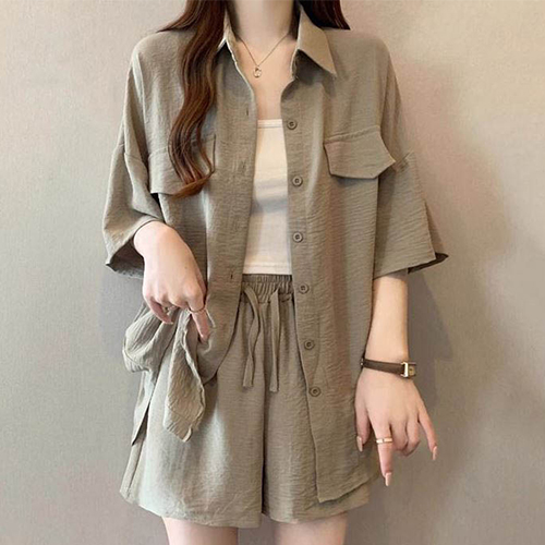 ◈[당일발송] 데일리 무드 내추럴 셔츠&반바지 2SET