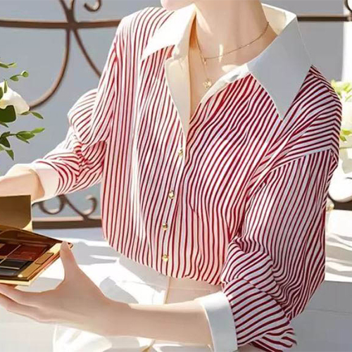 세미 포멀 스트라이프 카라 셔츠