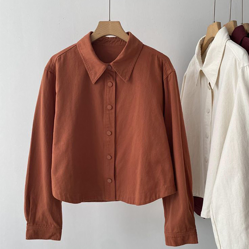 ◈[당일발송] 스냅버튼 크롭 셔츠