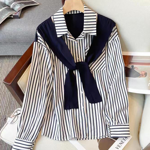 ◈[당일발송] 숄 레이어드 스트라이프 셔츠