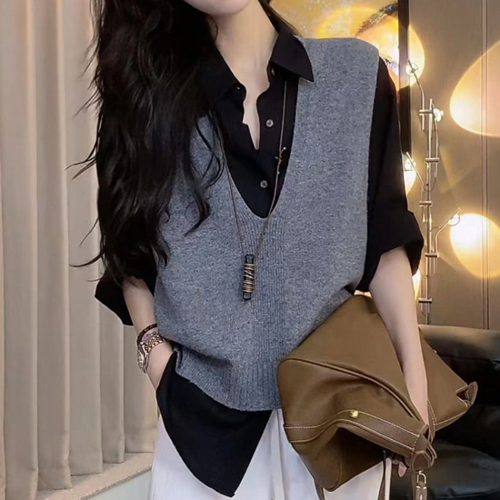 셔츠 & 니트 베스트 레이어드 2SET