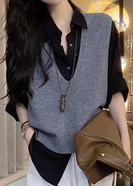 셔츠 & 니트 베스트 레이어드 2SET