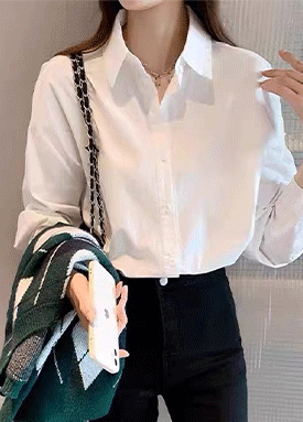 베이직 레이어드 화이트 카라 셔츠