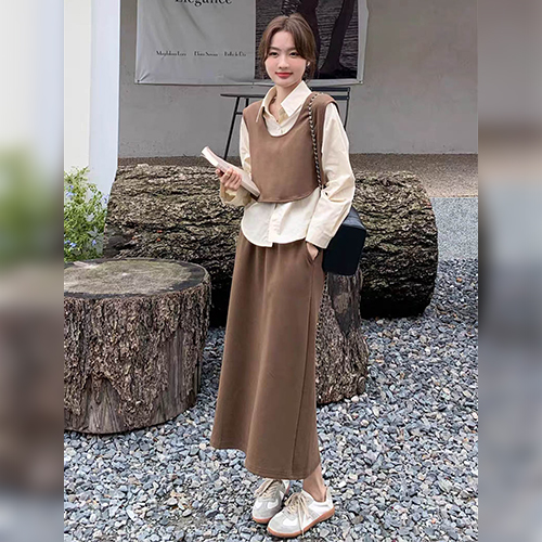 모던 클래식 셔츠&베스트&스커트 3종 SET