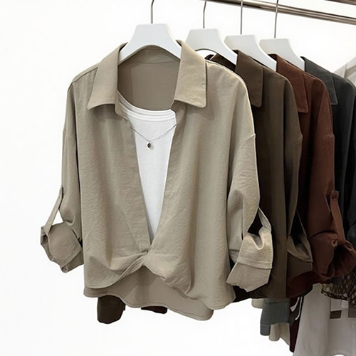 내추럴 롤업 셔츠&이너 나시 2SET