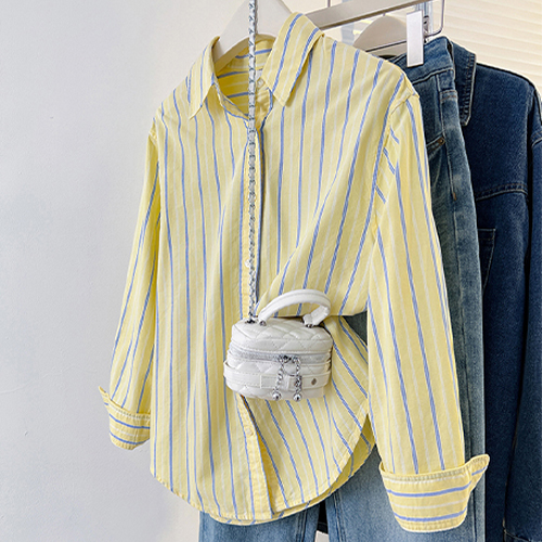 캔디 스트라이프 루즈핏 카라 셔츠