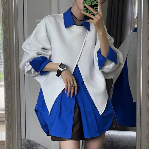 ◈[당일발송] 딥블루 내추럴 루즈핏 카라 셔츠 [베스트 별도제품]