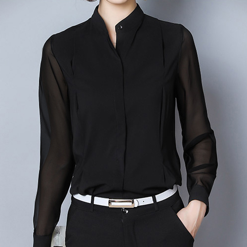 [당일발송] 시크 시스루 블랙 블라우스