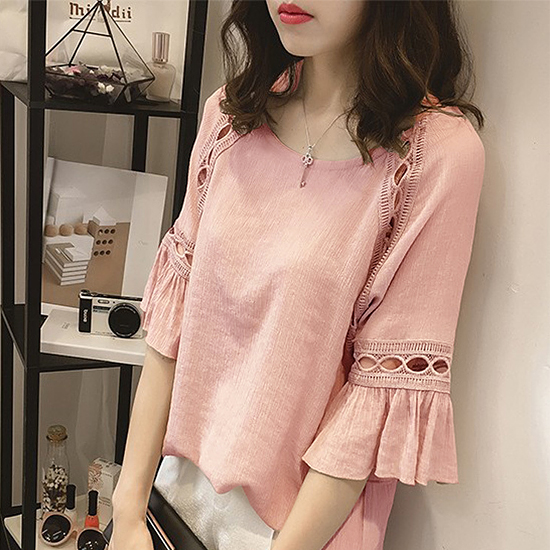 링클 펀칭레이스 프릴 소매