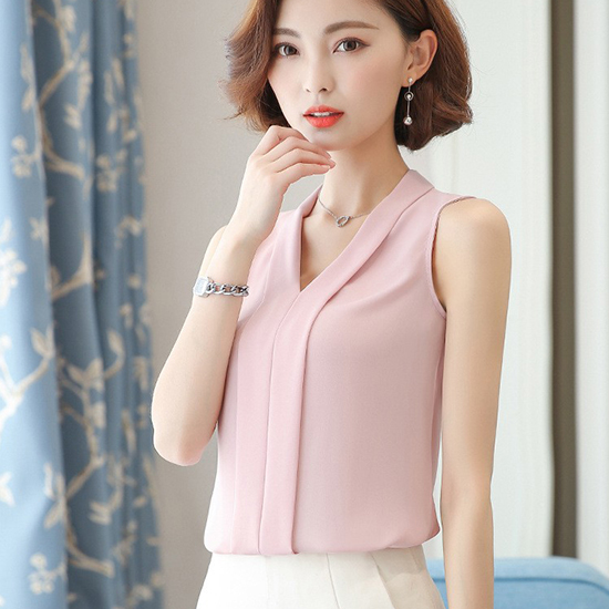 [당일발송]핀턱 브이넥 슬리브리스 탑