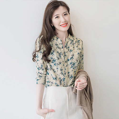 [재입고] 리본 플라워 언발란스 라인 블라우스