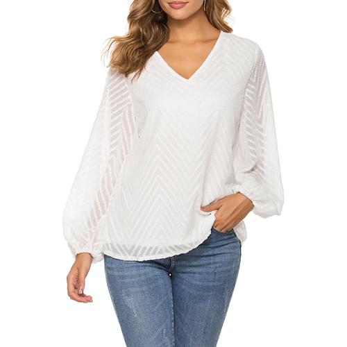 지그재그 텍스처 블라우스 