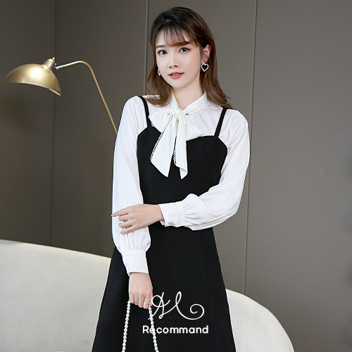 ◈[당일발송] 리본 레이스 카라 블라우스