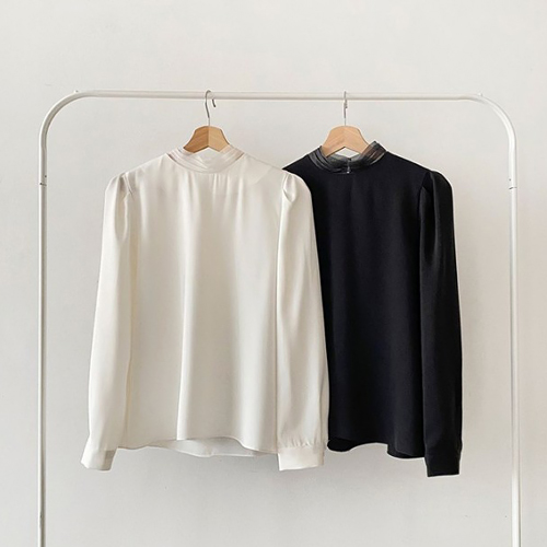 럭셔리 노방핀턱 차이나 블라우스