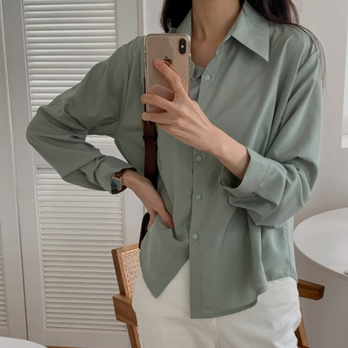 소매 핀턱 셔츠 블라우스