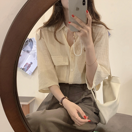 ★자정마감 19990원★7부 포켓 카라 블라우스