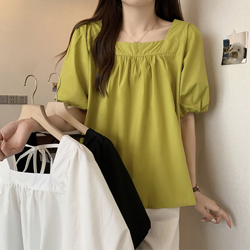 ◈[당일발송] 스퀘어넥 셔링 A라인 블라우스