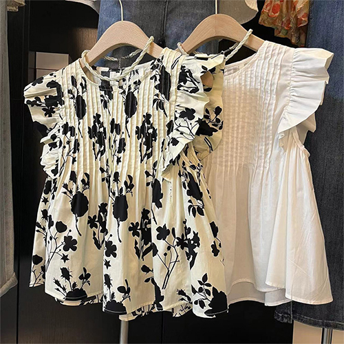 [당일발송]A라인 프릴 핀턱 블라우스