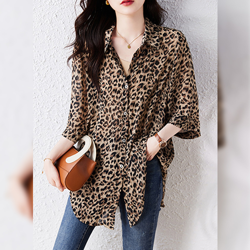 ◈[당일발송] 오버핏 레오파드 셔츠 블라우스