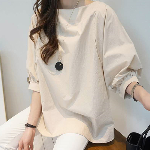 ◈[당일발송] 퍼프소매 루즈핏 7부 블라우스