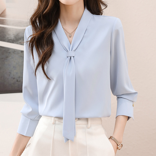 ◈[당일발송] 포멀 브이넥 타이 블라우스