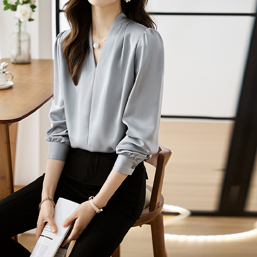  ◈[당일발송] 우아한 V넥 새틴 블라우스