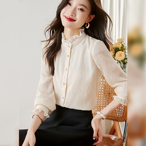 [당일발송] 페미닌 패턴 프릴 블라우스