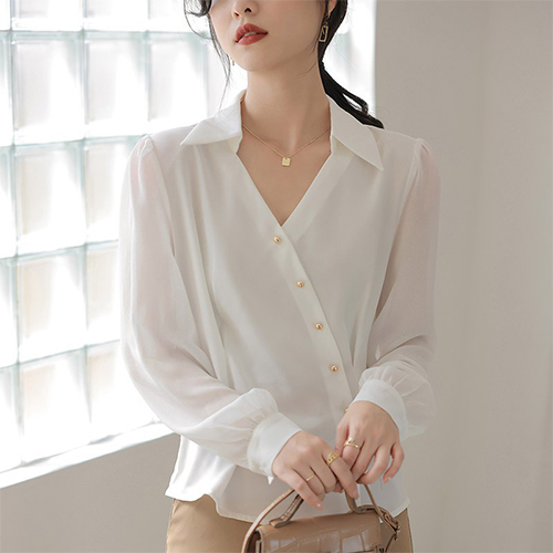 ◈[당일발송] 모던 오픈카라 셔츠 블라우스