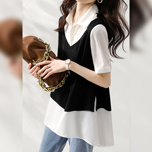 [당일발송] 모던 베스트 레이어 블라우스