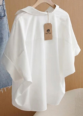 모던 오버핏 오픈카라 블라우스