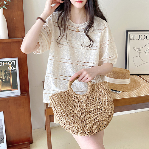 ◈[당일발송] 에스닉 펀칭 루즈핏 블라우스