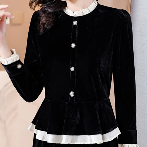 ★일요특가 자정마감 50%★◈[당일발송] 블랙 러플 블라우스 [쿠폰 적용 제외] 