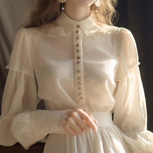 ★ 11월 9일까지 50%★우아한 레이스 카라 블라우스