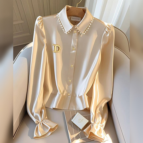 ◈[당일발송] 로즈골드 실키 블라우스