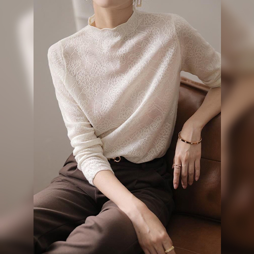 반폴라 레이스 블라우스 